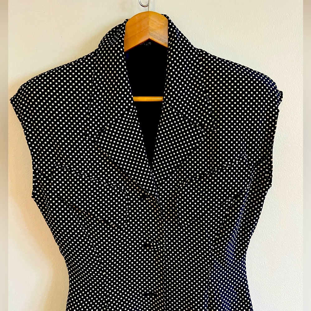 Vintage Novepazio dress from Japan in navy/white polka dot, size approx 2-4